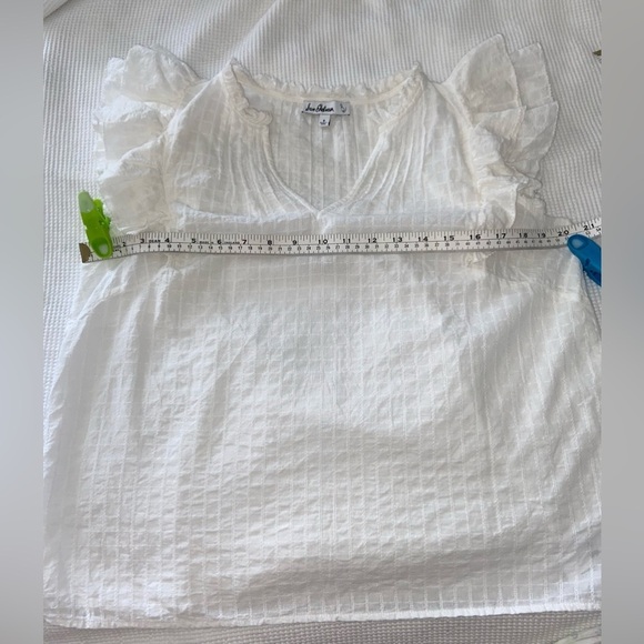 Women's Sam Edelman‎ white Rey Cotton Ruffle-Sleeve Blouse size small - Picture 6 of 11